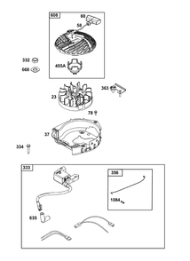 Flywheel, Ignition, And Starter Group Diagram and Parts List for 09P602-0141-F1 020000 - 09Z999 Briggs and Stratton Engine